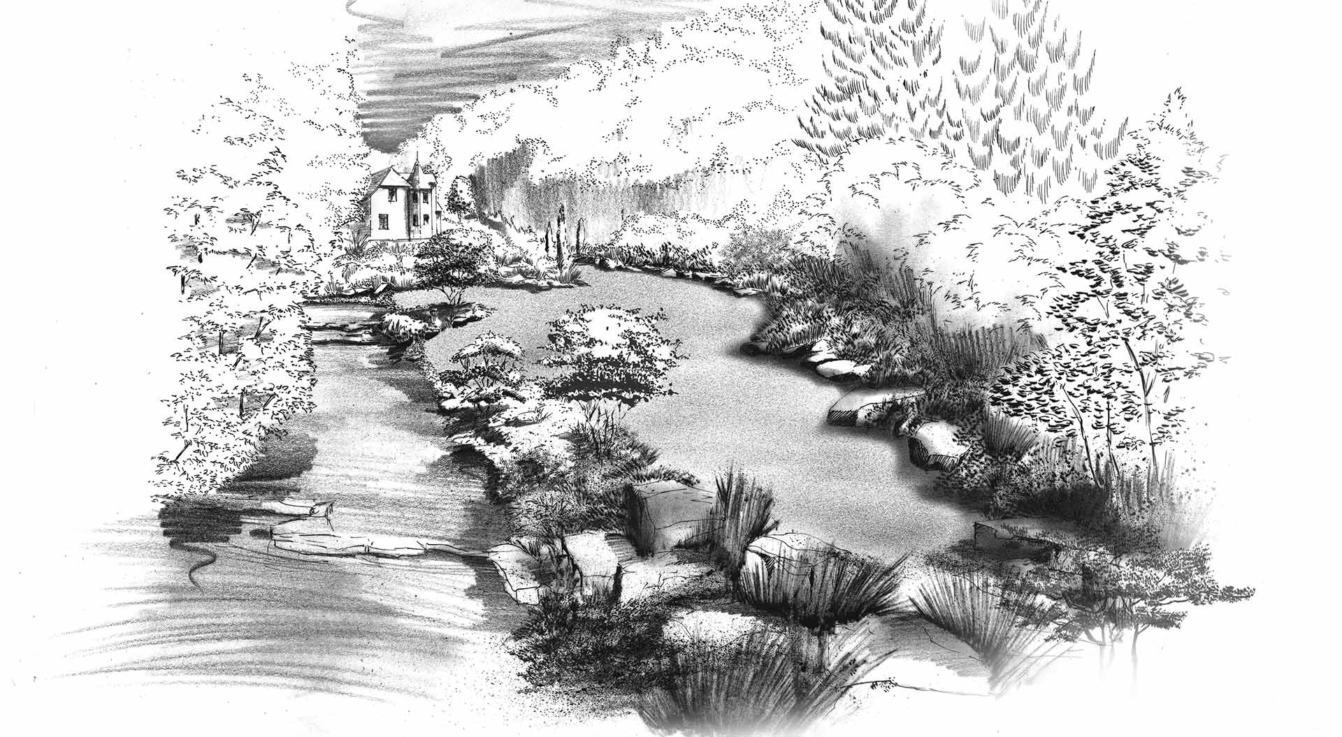 Skizze für Gartenplanung Hammesmühle